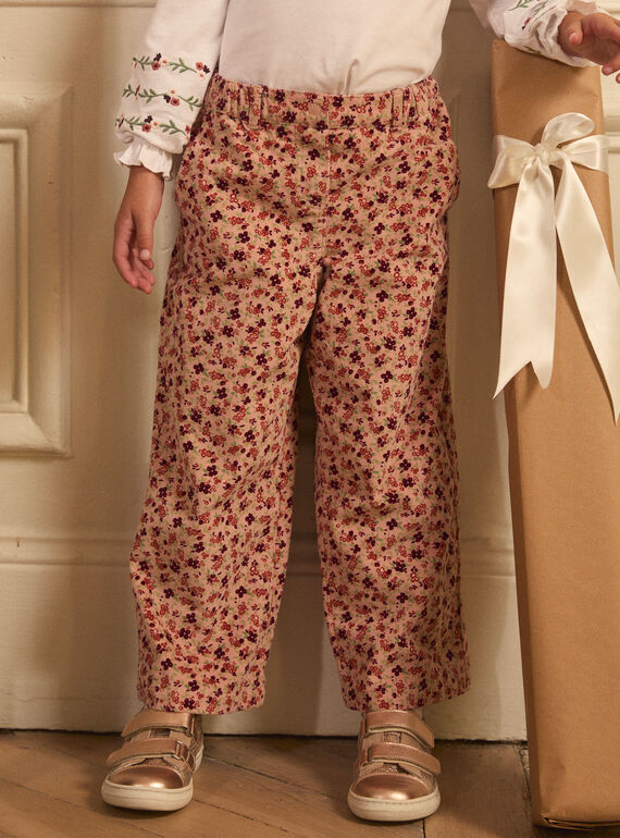 Pantalon fleuri en velours LOIPLETTE / 24H2PFU1PANK007