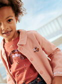 Veste en twill rose poudré à motifs chat et fantaisie enfant fille CLATWETTE / 22E2PFG1VESD327
