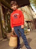 Sweat-shirt rouge à broderie lion Garçon NEREDAGE / 25H3PGK1SWEF508