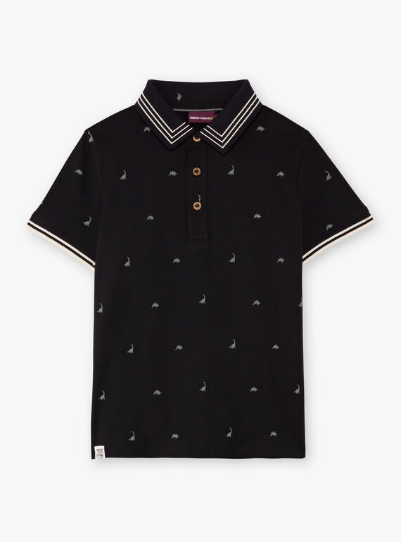 Polo noir brodé dinosaures enfant garcçon BAPOLAGE / 21H3PG21POL090