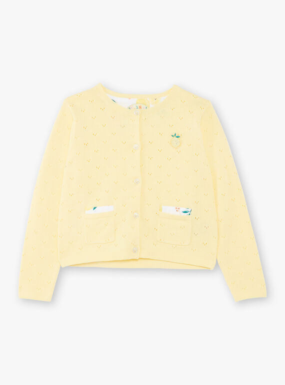 Cardigan jaune maille ajourée ZICADETTE / 21E2PFO1CARB104