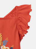 Top rouge à motifs fleurs et perroquet multicolores en jersey KLOPERETTE / 24E2PFS1DEB050