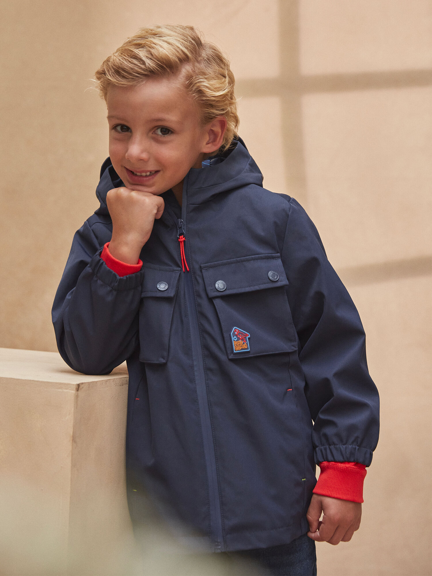 Parka a capuche et veste bleu marine Garcon Sergent Major