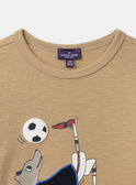 T-shirt marron imprimé loup à manches longues Garçon NEJAMAGE / 25H3PGK1TMLA014