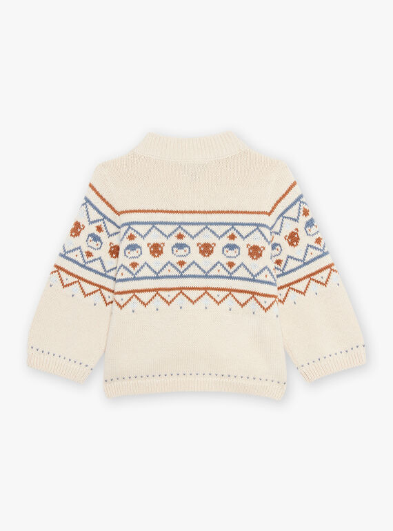 Gilet en tricot à jacquard animaux et motifs fantaisie beige DASICHARD / 22H1BGY1GILA001