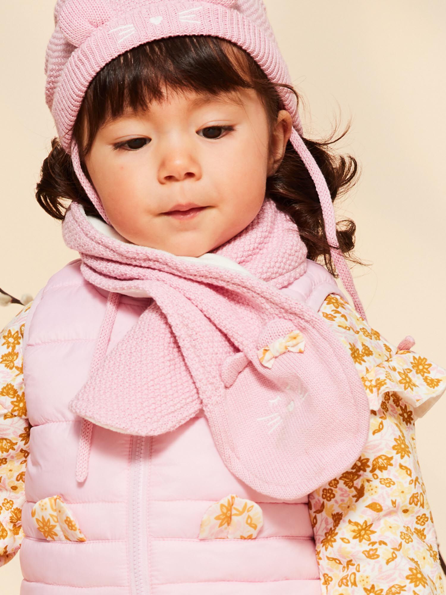 Echarpe en tricot rose avec oreilles 3D Fille Sergent Major