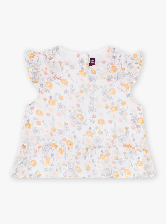 Chemisier à imprimé fleuri et volants bébé fille CYAMELIE / 22E1BF11CHE001