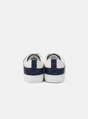 Basket blanche et bleu foncé imprimé léopard et sratch dorés pailletés Fille NILOPETTE / 25F10PF42BKC705