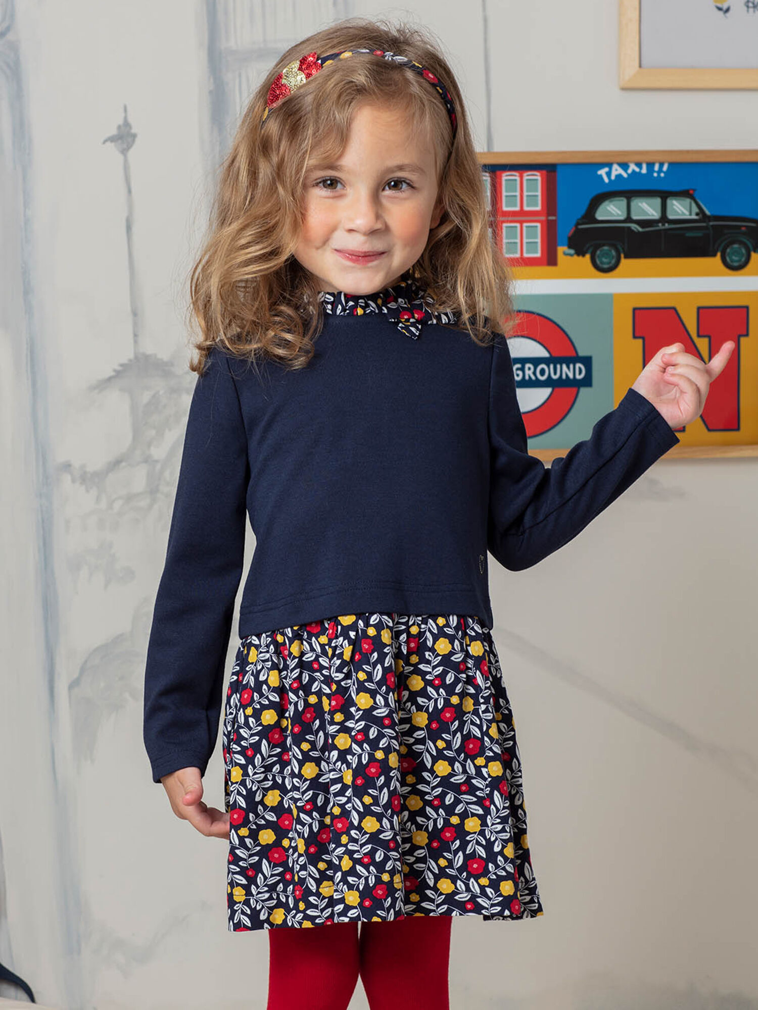 Collant fille best sale bleu marine