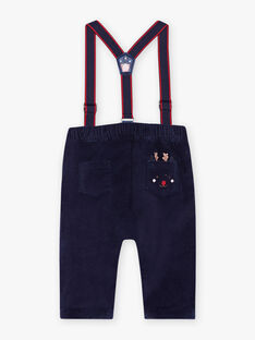 Pantalon bleu marine à bretelles bébé garçon BAWARREN / 21H1BGR1PAN070