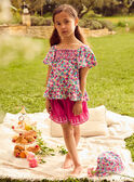Blouse imprimé fleuri à smock et manches volantes Fille NABLOUETTE / 25H2PFJ1TMC002
