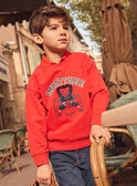 Sweat-shirt rouge à broderie lion Garçon NEREDAGE / 25H3PGK1SWEF508