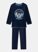 Pyjama bleu foncé en velours imprimé ours Garçon NUICOAGE / 25H5PGB5PYJ703