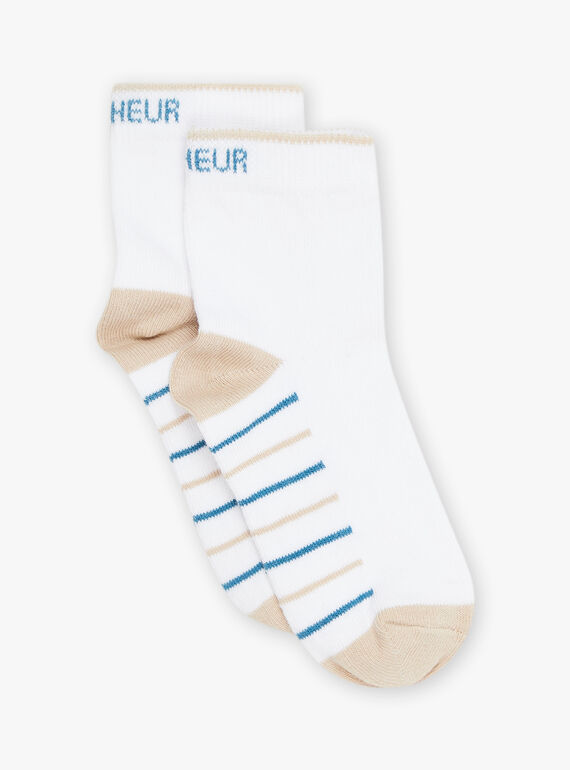 Chaussettes écrues à rayures bleu et beige FREBASSAGE / 23E4PGI1SOQ000