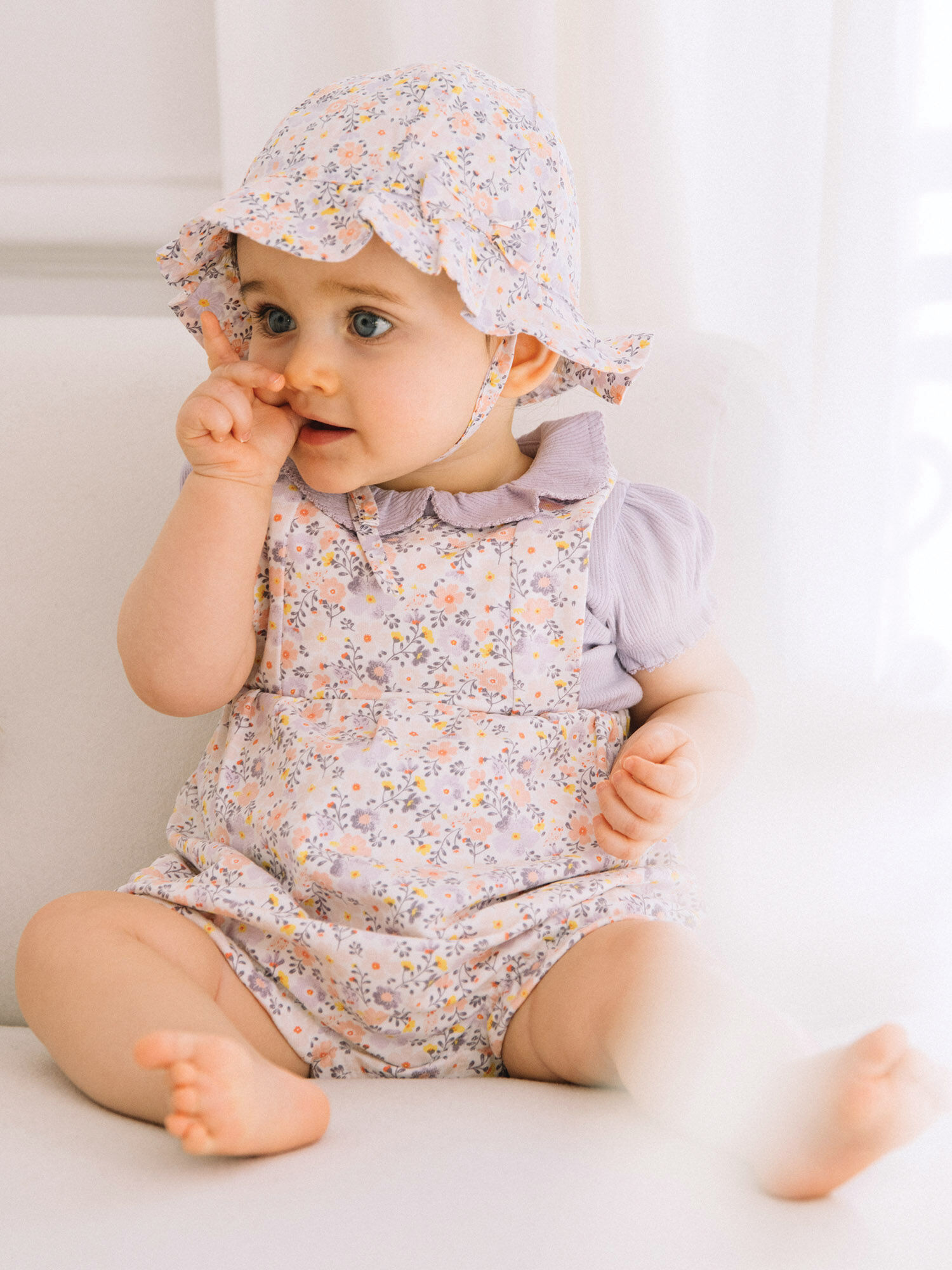 Body blanc et barboteuse lilas a imprime fleurs Fille Sergent Major