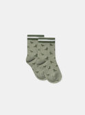 Chaussettes vert sauge jacquard dinosaures MAGAEL / 25E4BG92SOQG610