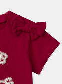 T-shirt rouge imprimé noeud à manches courtes en bordures festonnées Fille NESORETTE / 25H2PFK1TMCF510