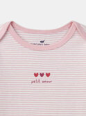 Lot de 2 bodies à rayures rose ou imprimés coeurs Bébé Fille NEFANNY / 25H5BFC1BDL001