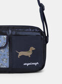 Sac bleu foncé avec broderie chien et imprimé fleuri à bandoulière Fille  NUBAGETTE / 25H4PFQ1BES070