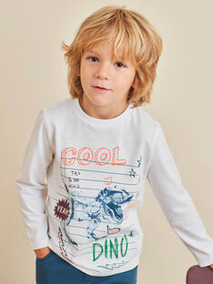 T-shirt écru motif fantaisie dinosaure enfant garçon BUTOILAGE / 21H3PGQ2TML001