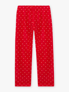 Pyjama écru et rouge en velours motif LOUP enfant fille BELOUPETTE / 21H5PFN1PYJ001