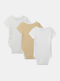 Lot de 3 bodies bébé garçon à manches courtes en coton issu de l'agriculture biologique MEISIDORE / 25E5BG43BDL001