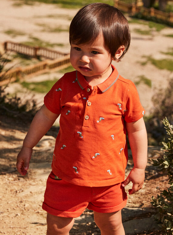 Polo rouge orangé bébé garçon CAWEDOU / 22E1BGP1POLF527