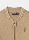 Veste Teddy matelassée marron à broderies de forme "V" Garçon NELASSAGE / 25H3PGK1GILA014