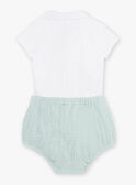 Ensemble body écru à col et bloomer vert naissance mixte COLOAN / 22E0CMI1ENS203