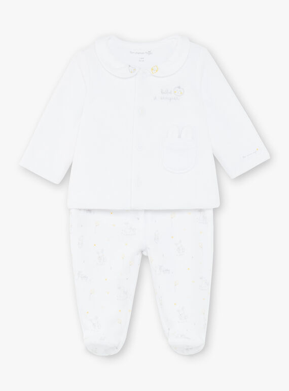 Ensemble veste et pantalon en velours blanc bébé mixte ZOEDEN / 21E0NMG1ENS000