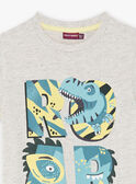 T-shirt gris cendré motif dinosaure fantaisie enfant garçon CAXOLAGE / 22E3PGB1TMCJ904