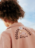 Veste en twill rose poudré à motifs chat et fantaisie enfant fille CLATWETTE / 22E2PFG1VESD327