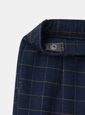 Pantalon bleu foncé à carreaux Garçon NECAGE / 25H3PGK1CFP070