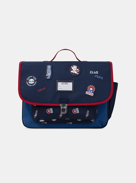 Cartable bleu marine imprimé et patch Japon Garçon NOCARTAGE / 25H4PGP1CAB705