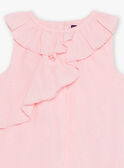 Robe en popeline rose à broderies coquillages et bloomer bébé fille CASOLEIL / 22E1BFN1ROBD315
