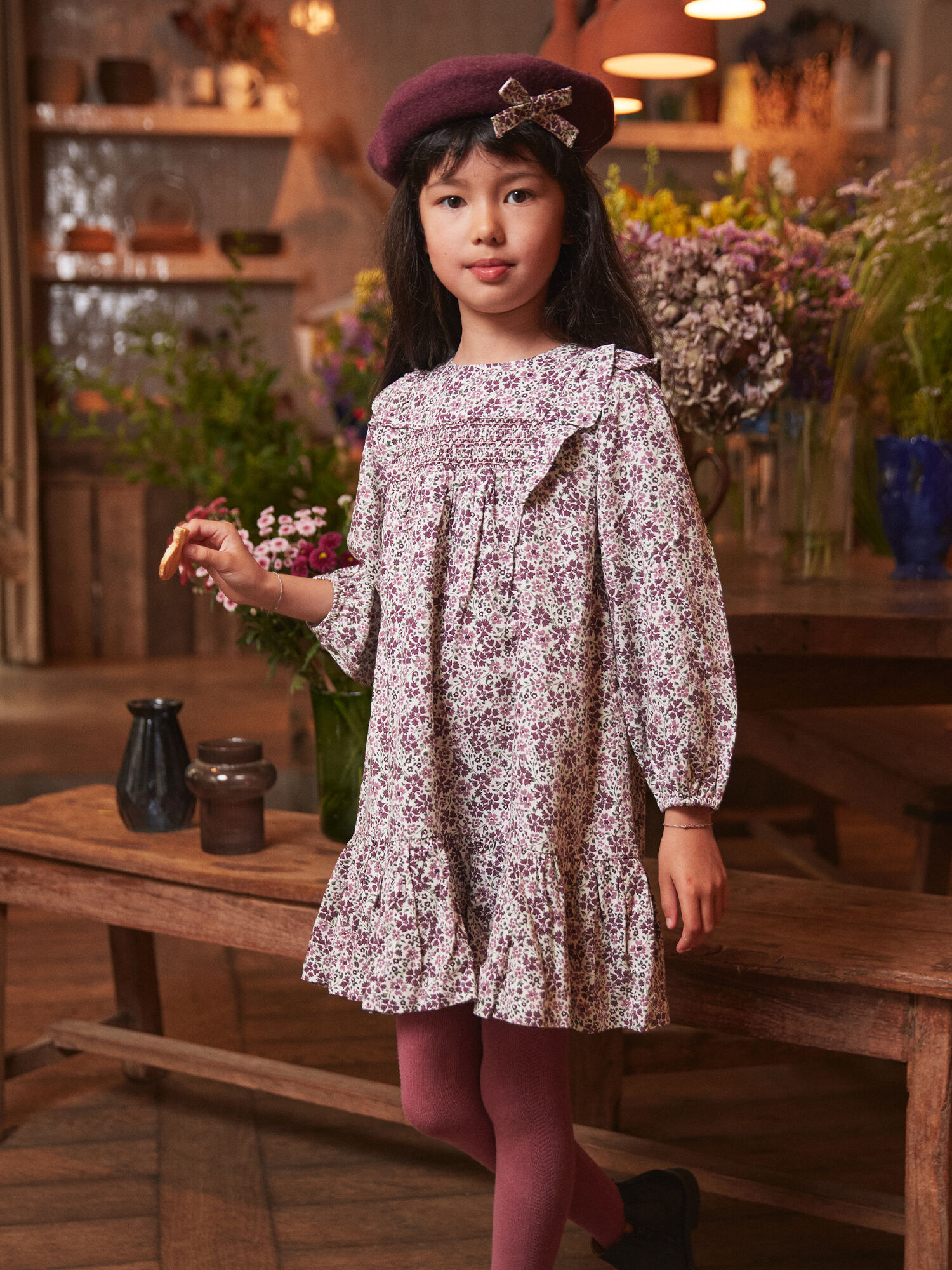 Robe fleurie a volants Fille Sergent Major