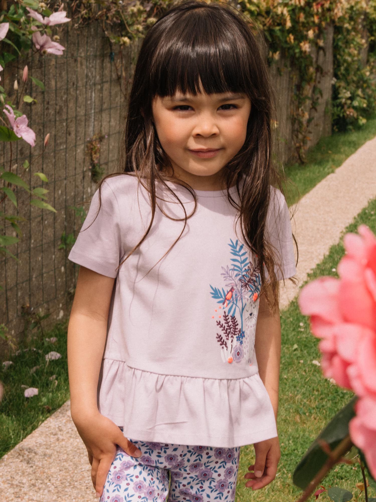 T shirt mauve motif l opard