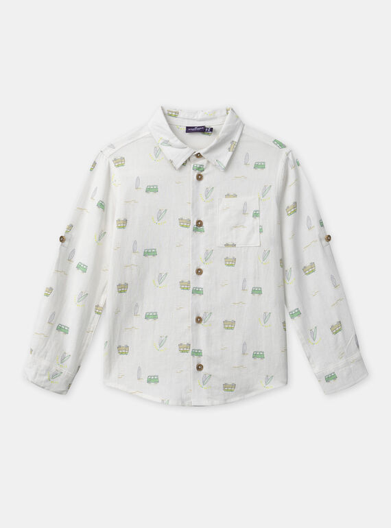 Chemise blanche imprimée à manches ajustables Garçon NACHAGE / 25H3PGJ1CHM632