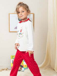Pyjama écru et rouge en velours motif LOUP enfant fille BELOUPETTE / 21H5PFN1PYJ001
