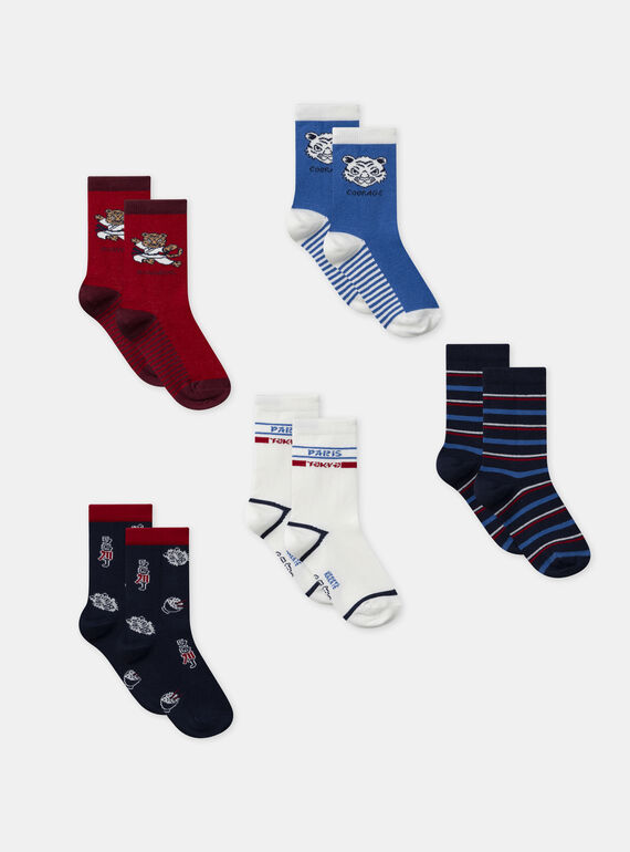 Lot de 5 chaussettes à rayures, imprimés ou uni Garçon NOPAKAGE / 25H4PGP1LC5A015