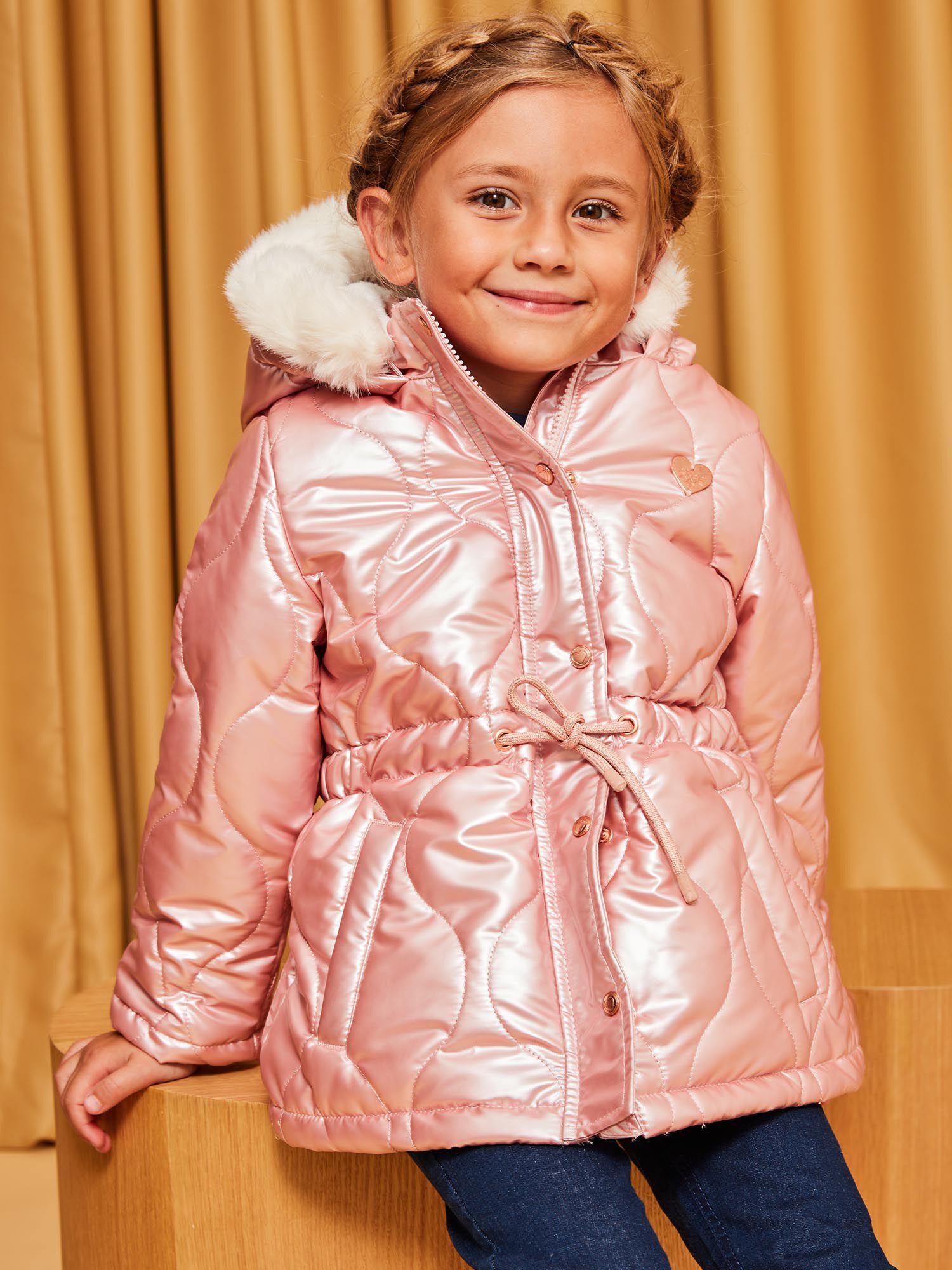 Doudoune rose capuche Fille Sergent Major