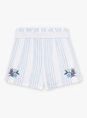 Short écru rayé et broderies enfant fille CYASHOETTE / 22E2PFK1SHO001