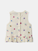 Blouse écrue à broderies fleuries sans manches Bébé Fille NAADELINE / 25H1BFJ1CHE002
