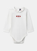Body blanc imprimé pommes à col et manches longues Bébé Fille NAGAELLE / 25H1BFM2BOD001