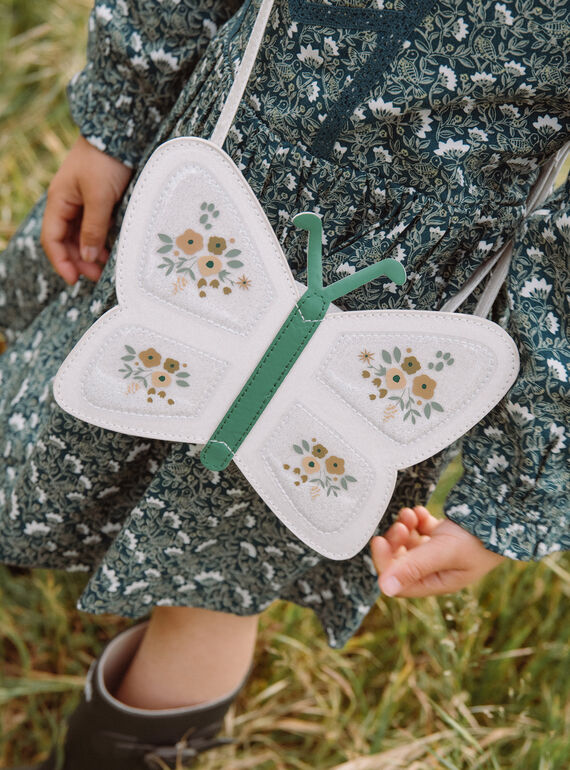 Sac besace papillon pailleté écru et vert GESACETTE / 23H4PF81BES001