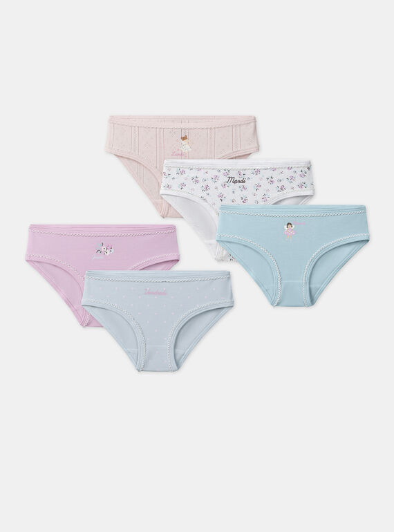 Lot de 5 culottes imprimées ou uni Fille NEJAZETTE / 25H5PFC4SLR301