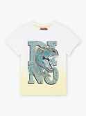 T-shirt tie-&-dye jaune motif dinosaure fantaisie enfant garçon CATICHAGE / 22E3PGB2TMC116