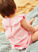 Robe en popeline rose à broderies coquillages et bloomer bébé fille CASOLEIL / 22E1BFN1ROBD315