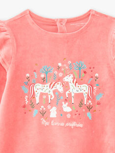 Ensemble chemise de nuit et legging rose corail motif licorne enfant fille BEBOUNETTE / 21H5PF71CHN419