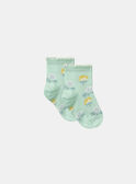 Chaussettes Jacquard Fleur ColoréeBleu Céladon KLISOZETTE / 24E4PFR1SOB204